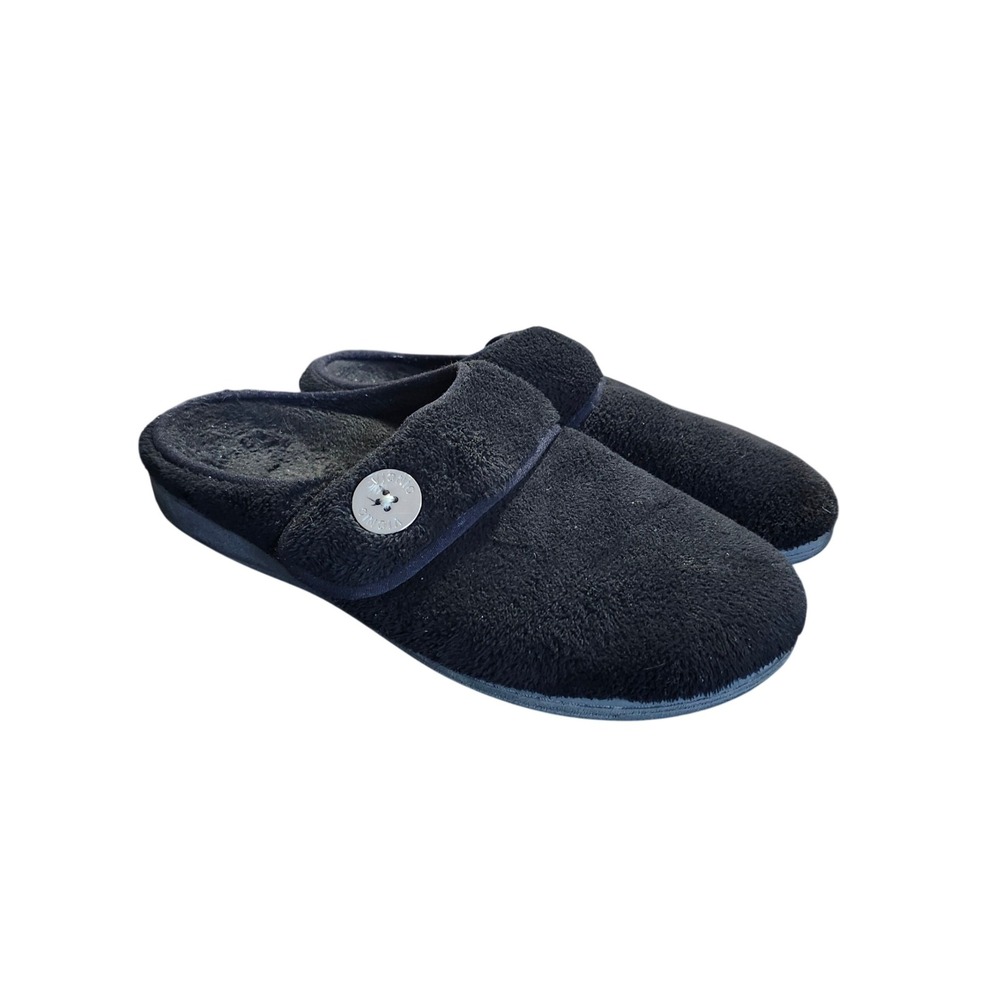 Vionic Sadie Slippers Women Size 10 Black Fleece Orthopedic Mules Comfort